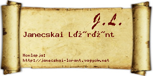 Janecskai Lóránt névjegykártya